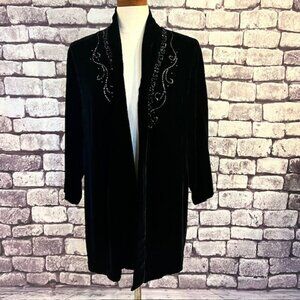 Carole Little Black Velvet No Close Cardigan Sweater Size 6
